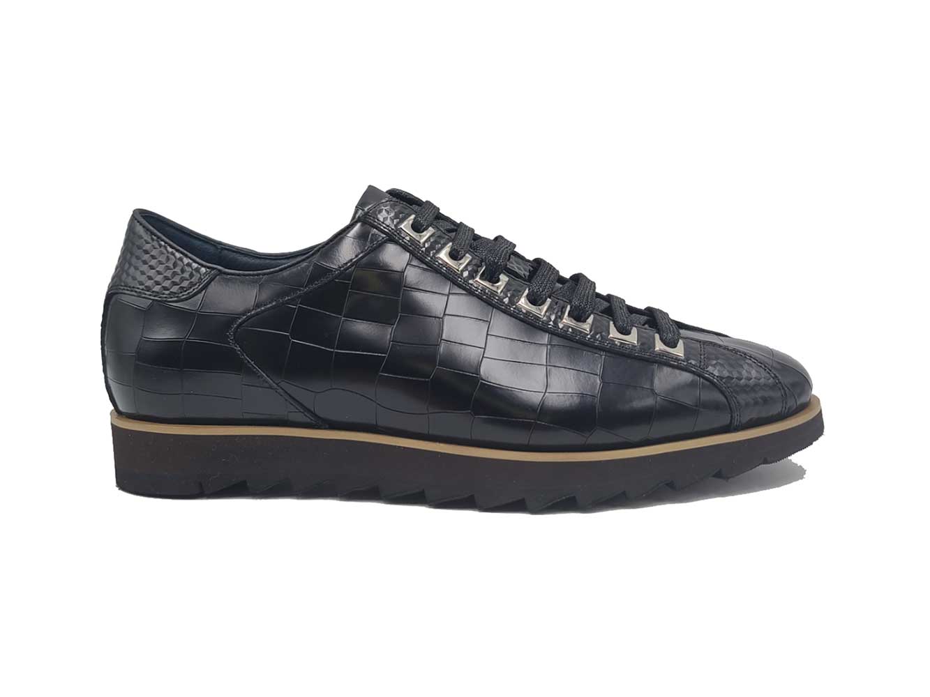 Crocodile-Embossed Leather Sneaker Carrucci