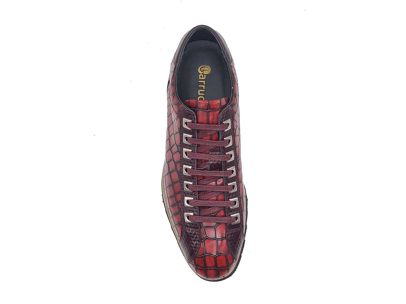 Crocodile-Embossed Leather Sneaker Carrucci