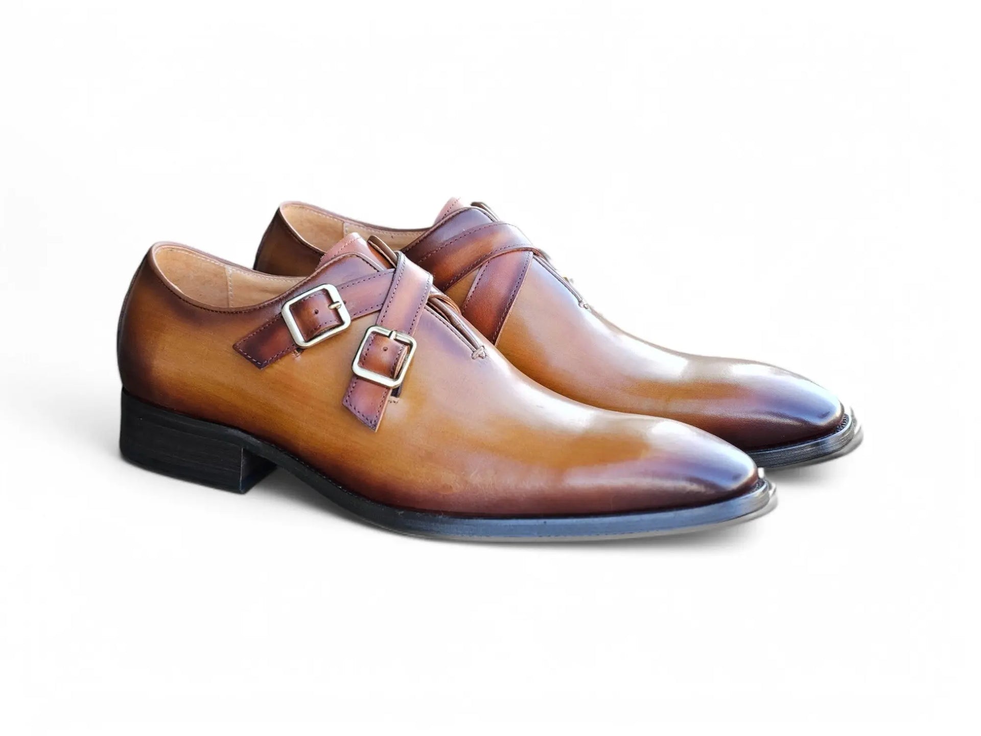 Mens Casual Dress Shoes With Shorts Cross Straps Wholecut Shoe Carrucci  Shoes Cognac