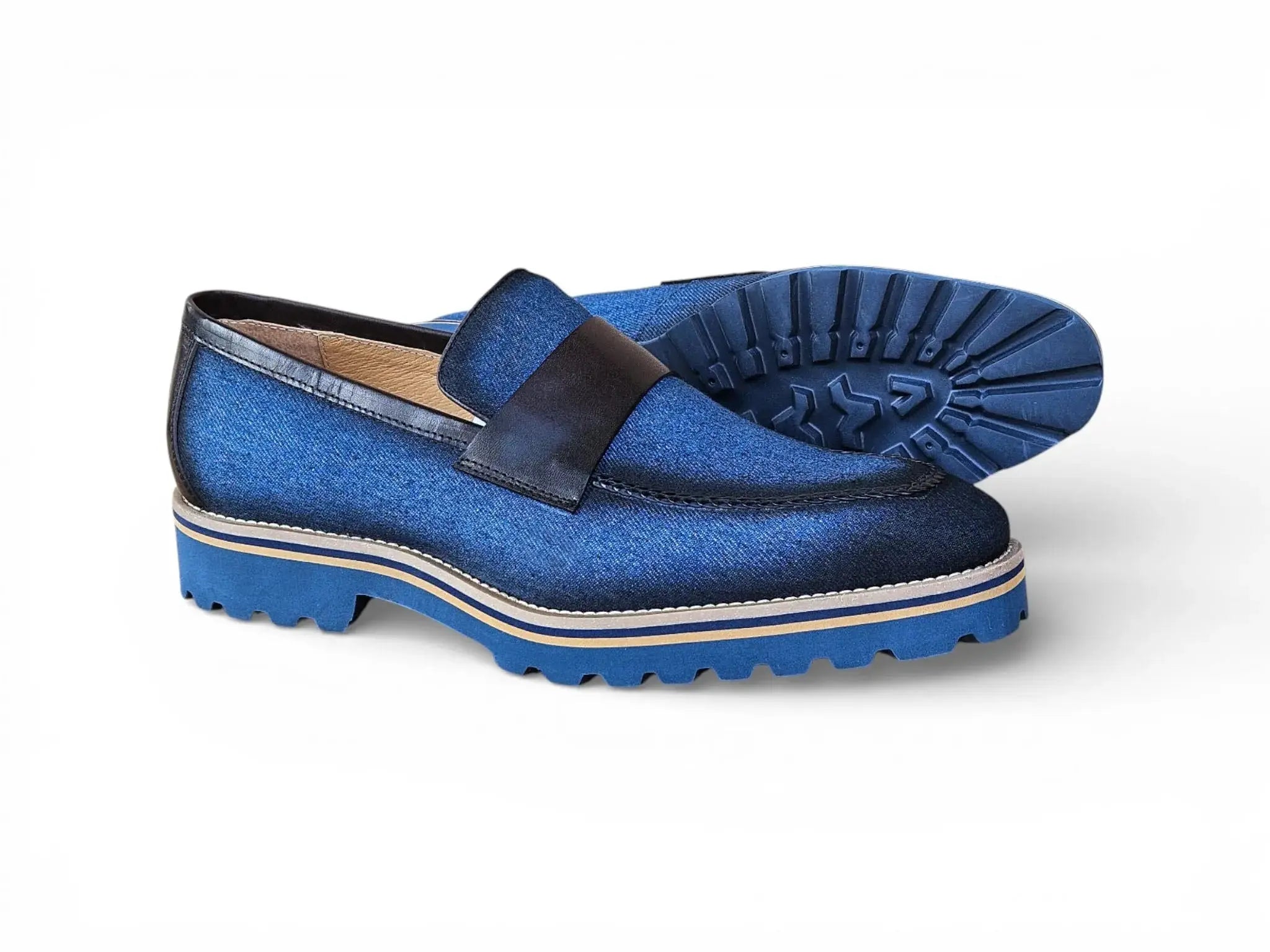 Denim Penny Loafer in Lug Sole Carrucci