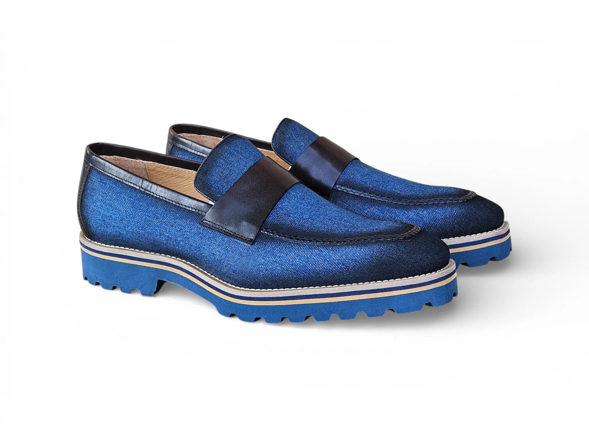 Denim Penny Loafer in Lug Sole Carrucci