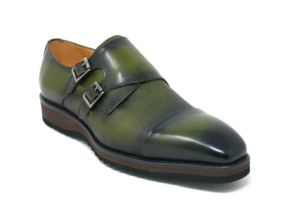 Double Monk Strap Burnished Loafer Carrucci