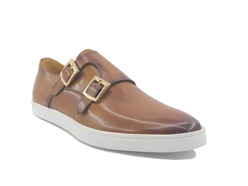 Double Monk Strap Leather Sneaker Carrucci