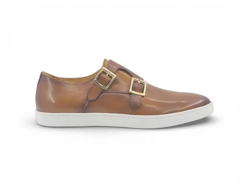 Double Monk Strap Leather Sneaker Carrucci