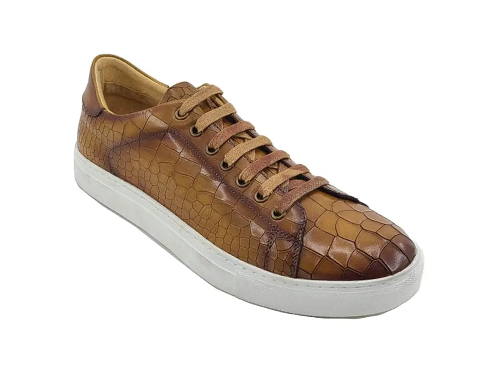 Embossed Leather Fashion Sneaker Carrucci