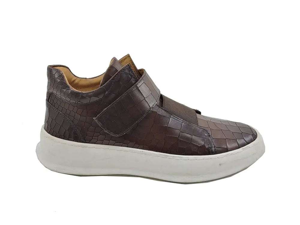 Embossed Mid-top Leather Sneaker Carrucci