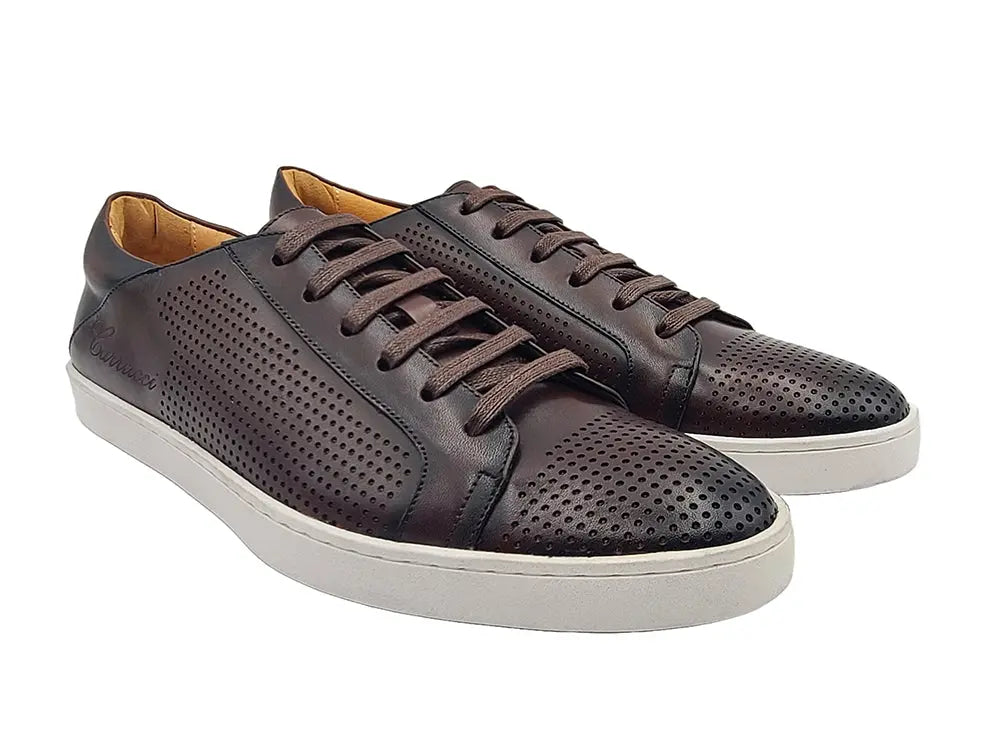 Fashion Lace-up Leather Sneaker Carrucci