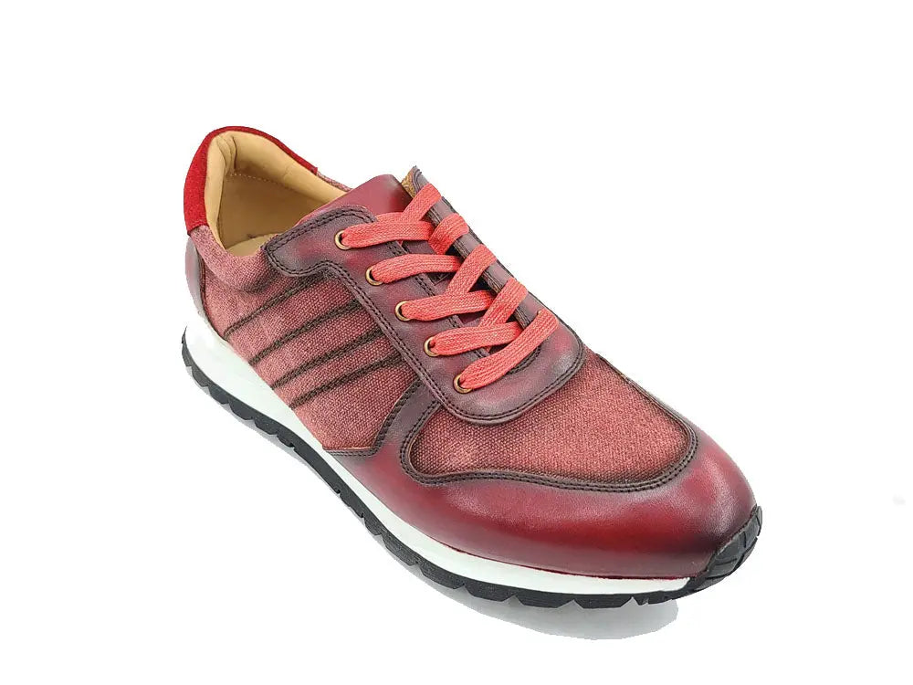 Fashion Sneaker Calfskin with Canvas inlaid Carrucci