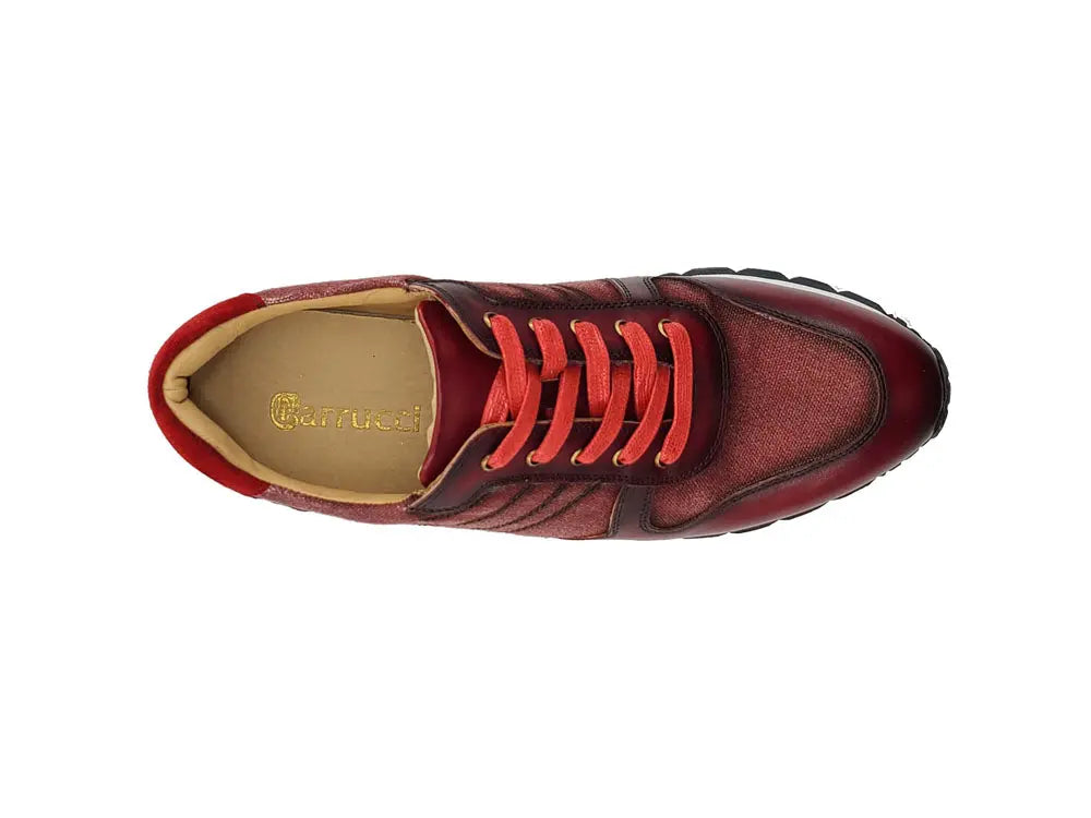 Fashion Sneaker Calfskin with Canvas inlaid Carrucci