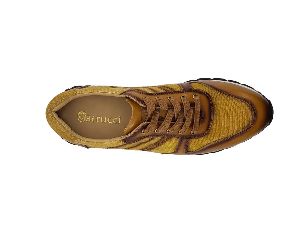 Fashion Sneaker Calfskin with Canvas inlaid Carrucci