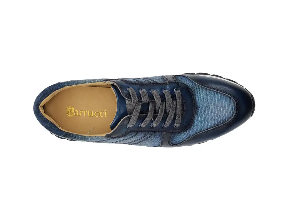 Fashion Sneaker Calfskin with Canvas inlaid Carrucci