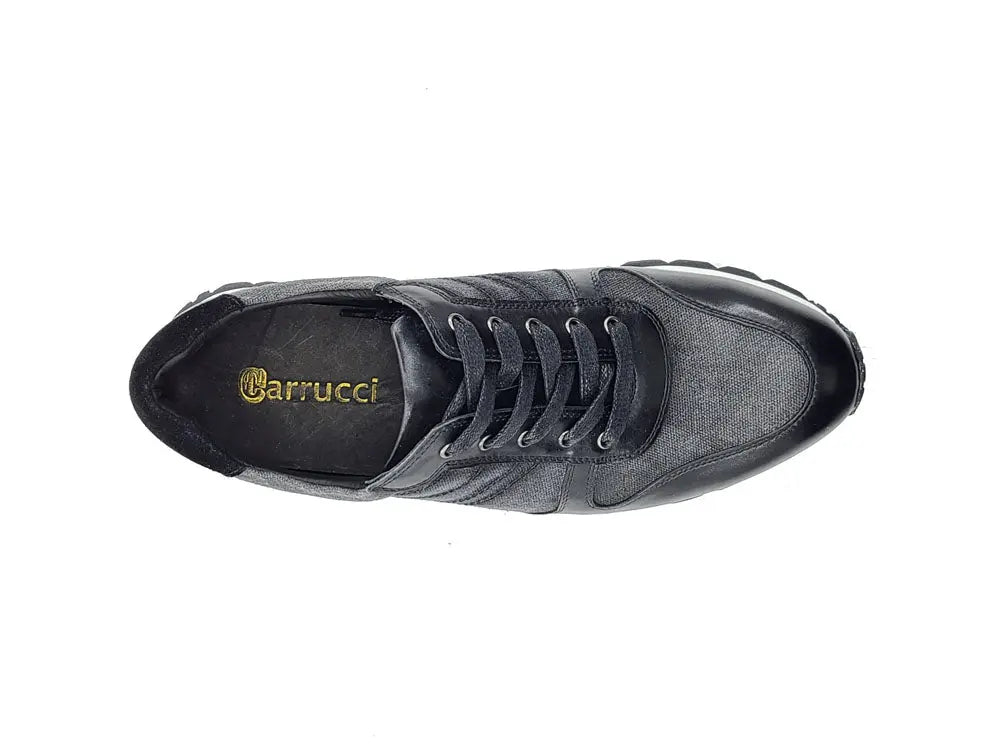 Fashion Sneaker Calfskin with Canvas inlaid Carrucci