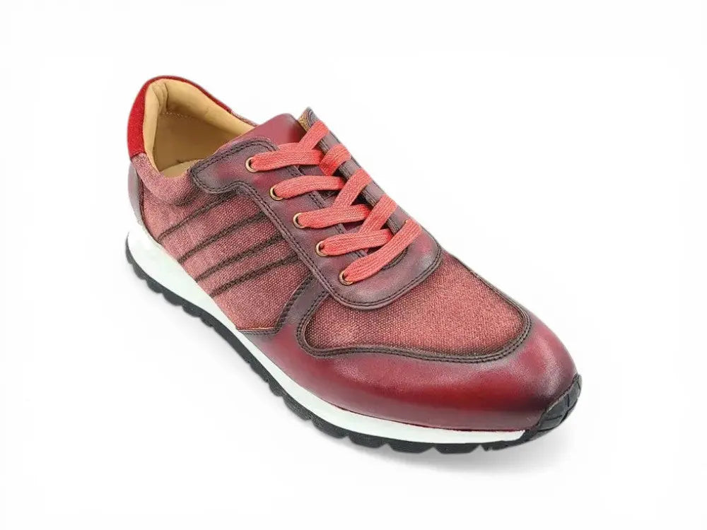 Fashion Sneaker Calfskin with Canvas inlaid Carrucci
