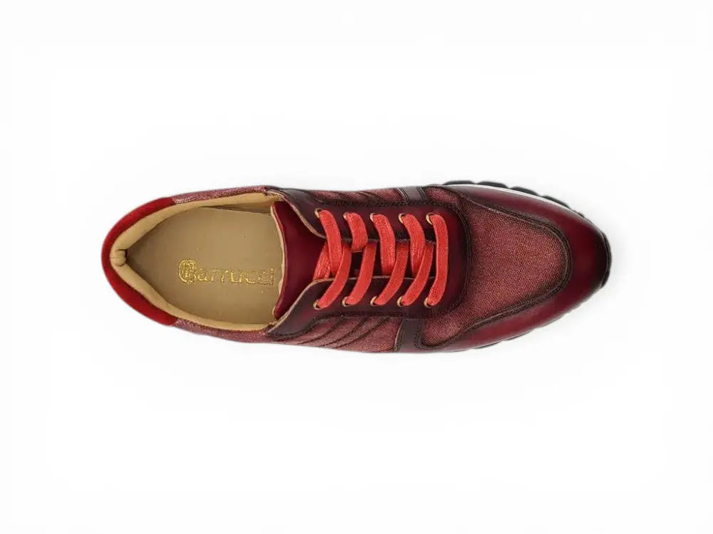 Fashion Sneaker Calfskin with Canvas inlaid Carrucci