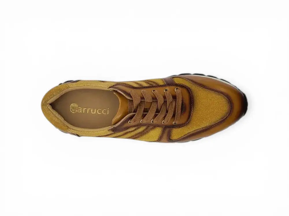 Fashion Sneaker Calfskin with Canvas inlaid Carrucci