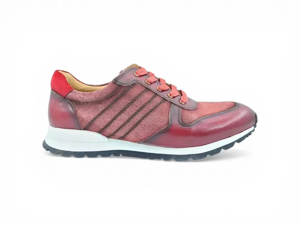 Fashion Sneaker Calfskin with Canvas inlaid Carrucci