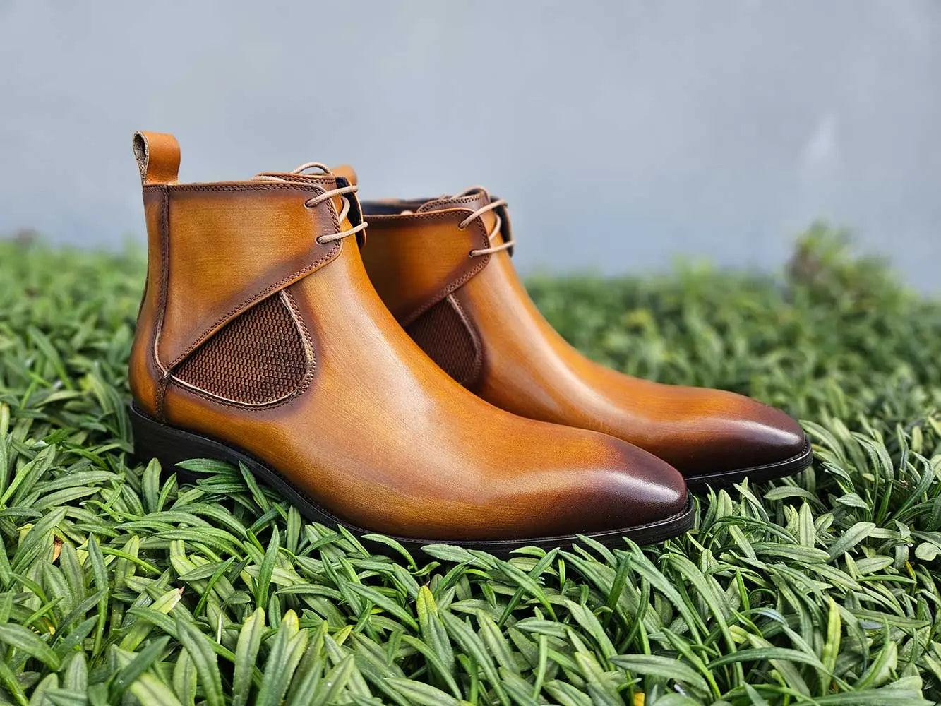 Hand Burnished Calfskin Lace-up Boot Carrucci