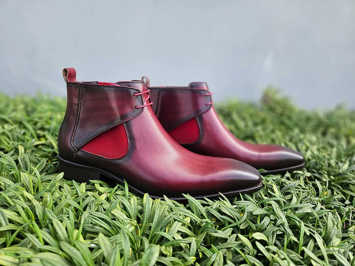 Base London Italian Men\'s Burgundy Leather Chukka Boots with Red Lining.Size 8 Men main image 2