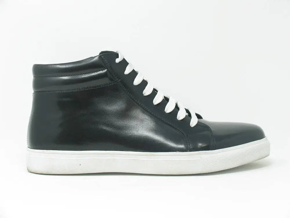 High Top Side Zipper Leather Sneaker Carrucci