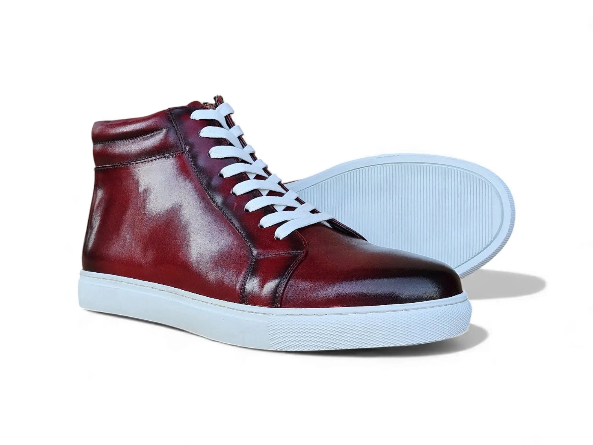 High Top Side Zipper Leather Sneaker - Carrucci Shoes