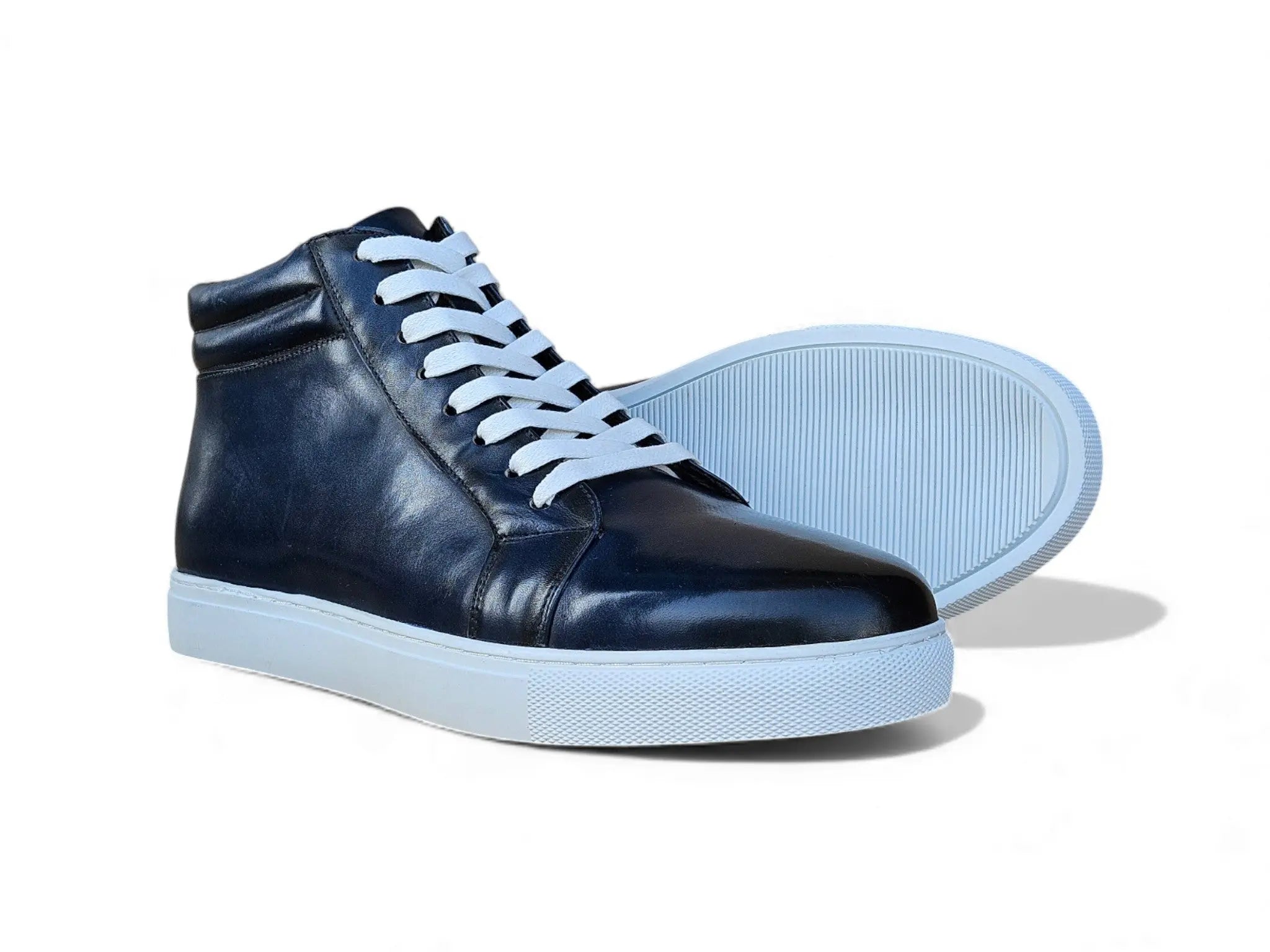 High Top Side Zipper Leather Sneaker - Carrucci Shoes
