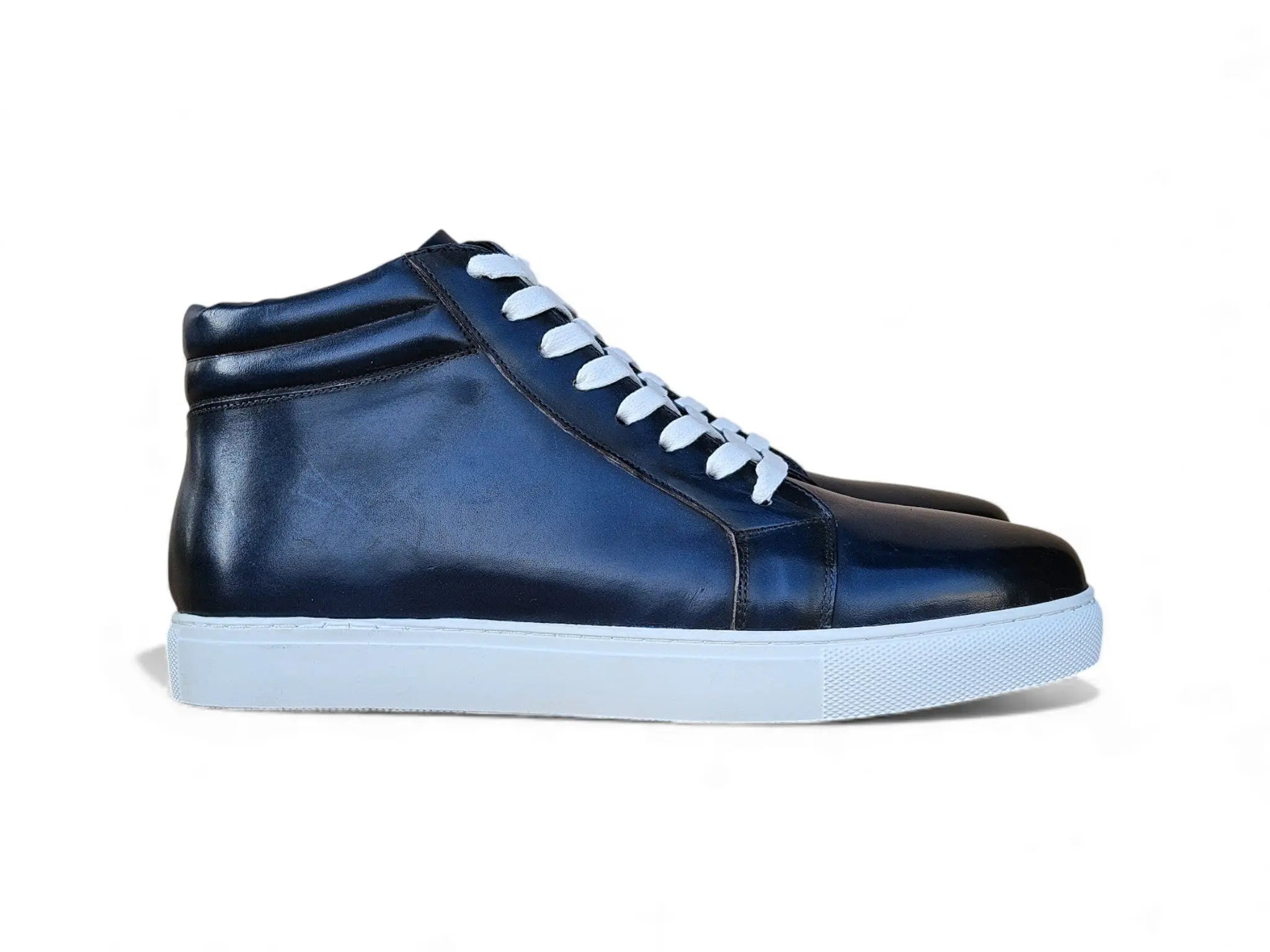 High Top Side Zipper Leather Sneaker Carrucci