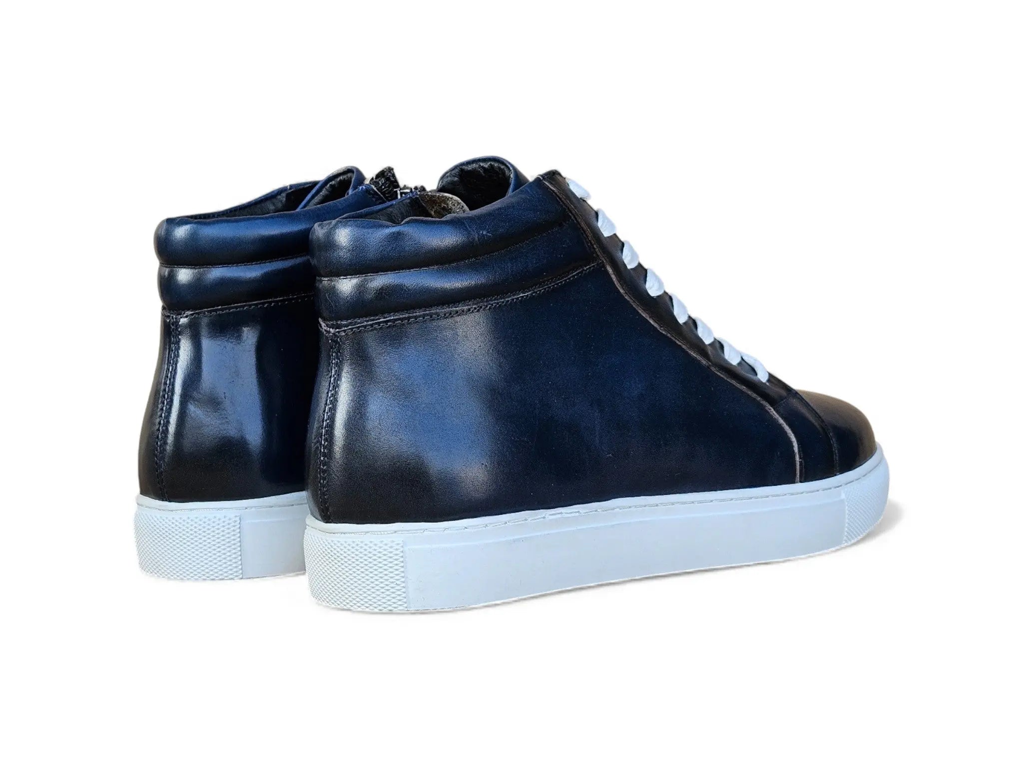 High Top Side Zipper Leather Sneaker - Carrucci Shoes