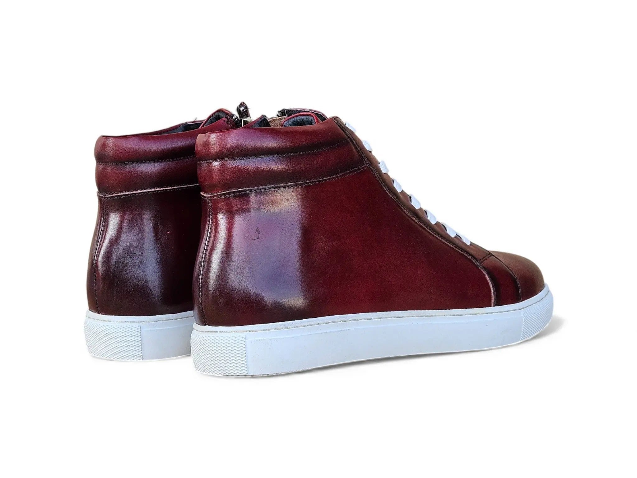 High Top Side Zipper Leather Sneaker - Carrucci Shoes