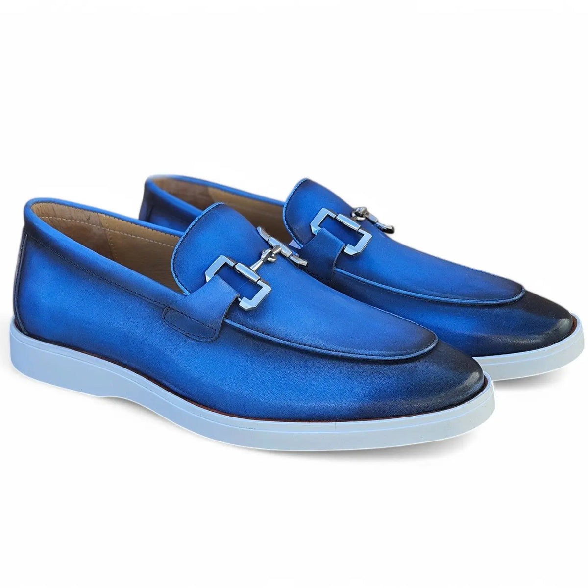 Salvatore Ferragamo Blue Loafers with Signature Horsebit Signature Horse Bit Patent Leather Loafer - Carrucci Shoes main image 4