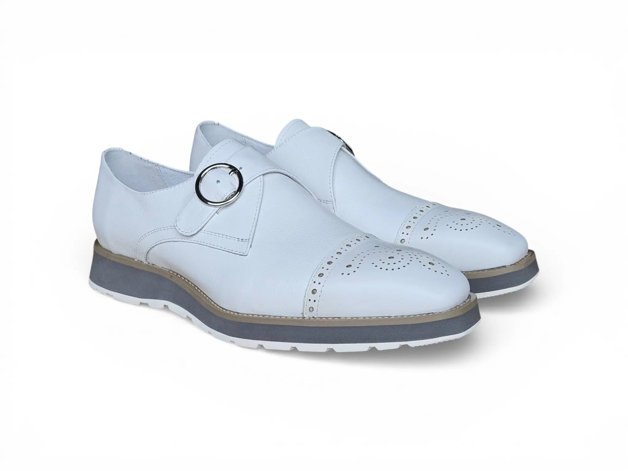 Hybrid Cap Toe Monk Strap Shoes Carrucci