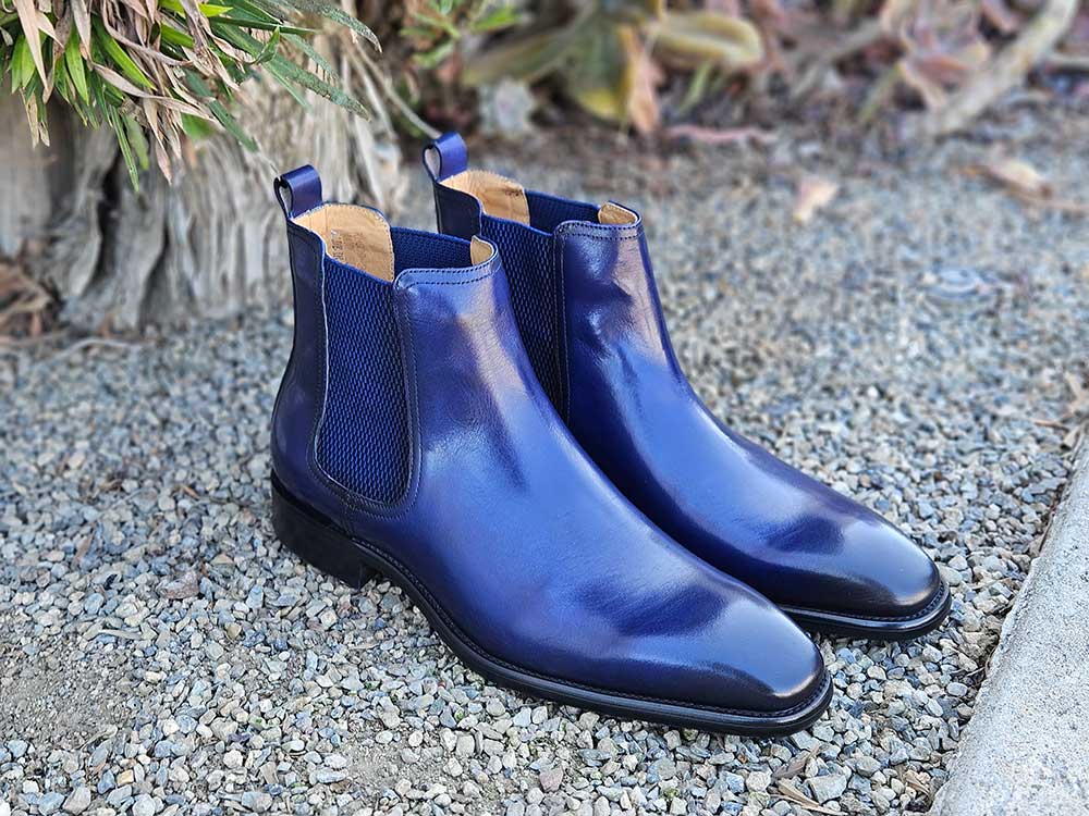 Dark blue chelsea boots best sale