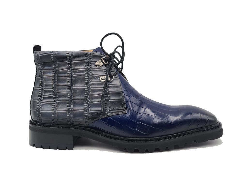 Bota Chukka de piel con relieve de cocodrilo