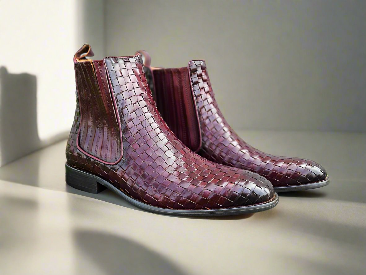 Basket Weave Leather Chelsea Boot