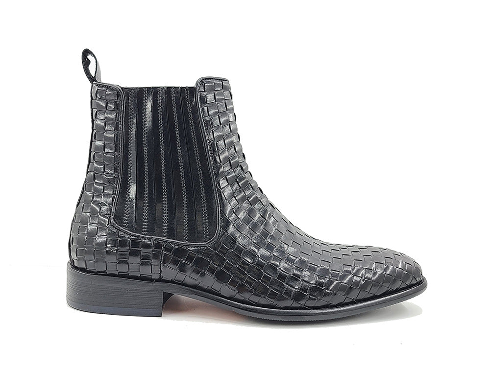 Basket Weave Leather Chelsea Boot