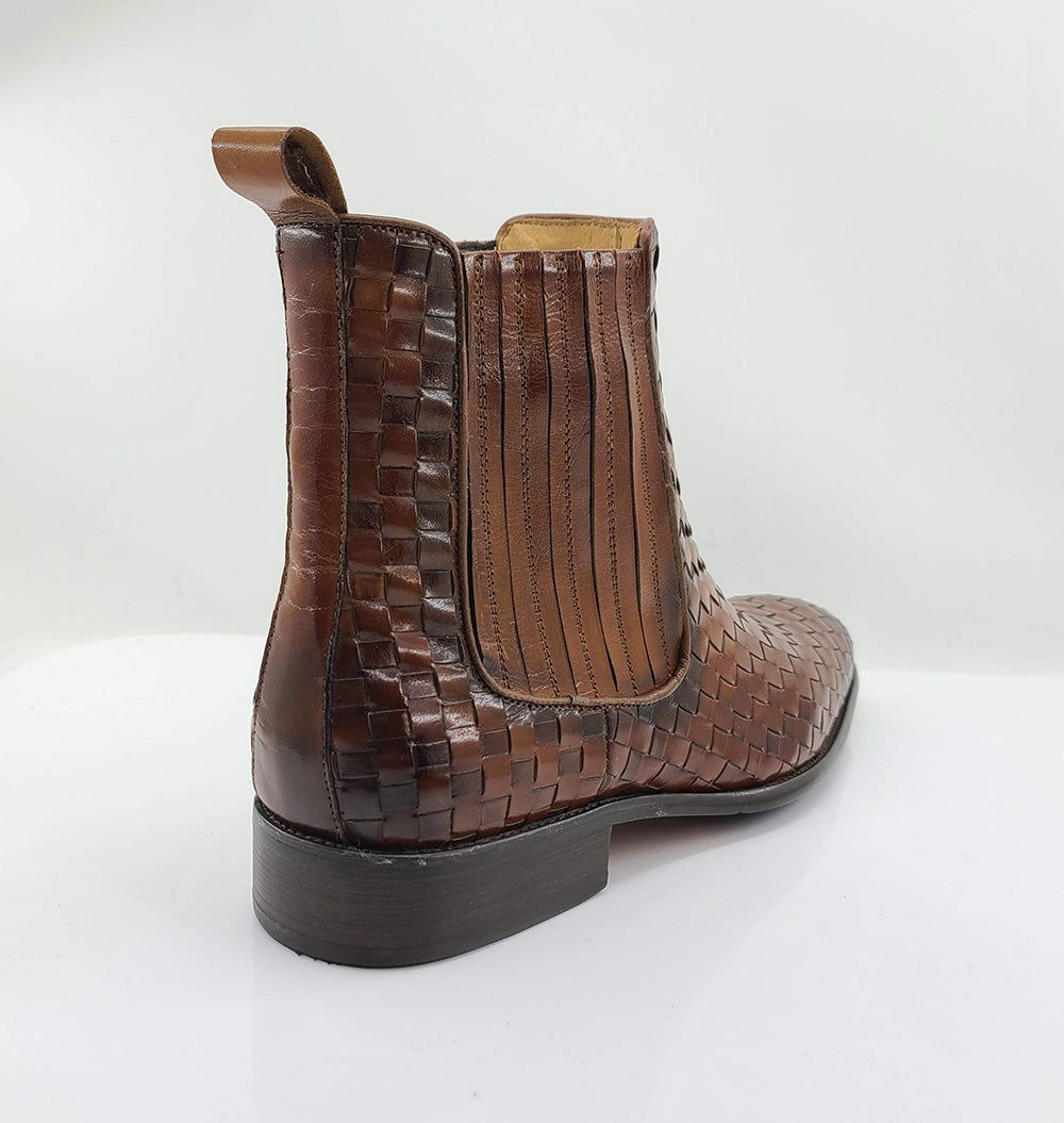 Basket Weave Leather Chelsea Boot