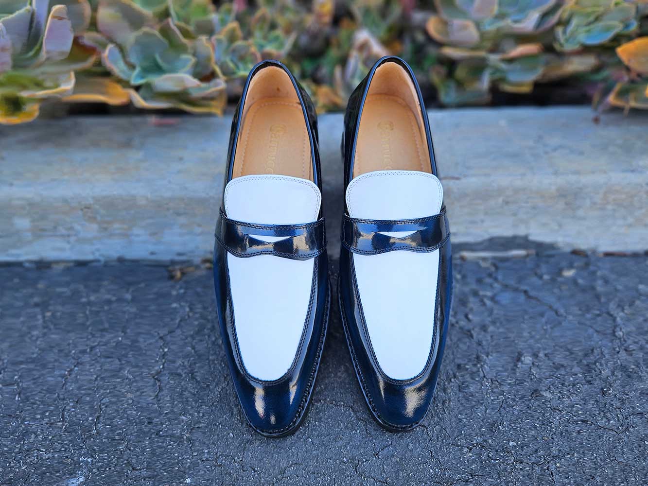 Two Tone Patent Leather Penny Loafer