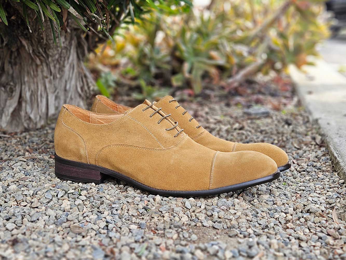 Cap Toe Suede Lace-up Shoe