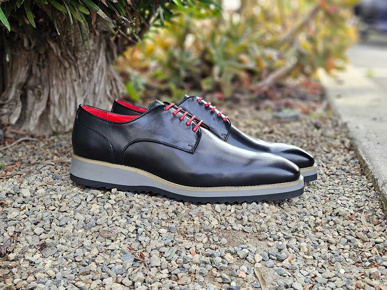 Burnished Lace-up Leather Derby