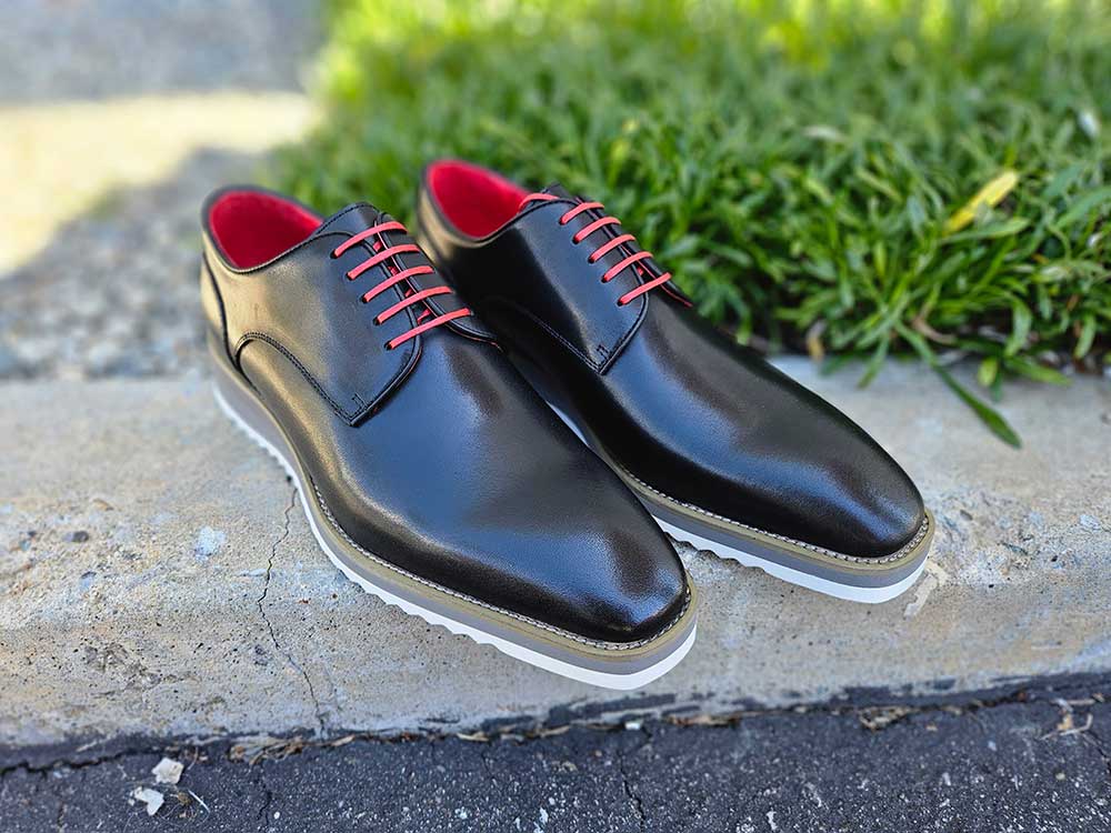 Burnished Lace-up Leather Derby