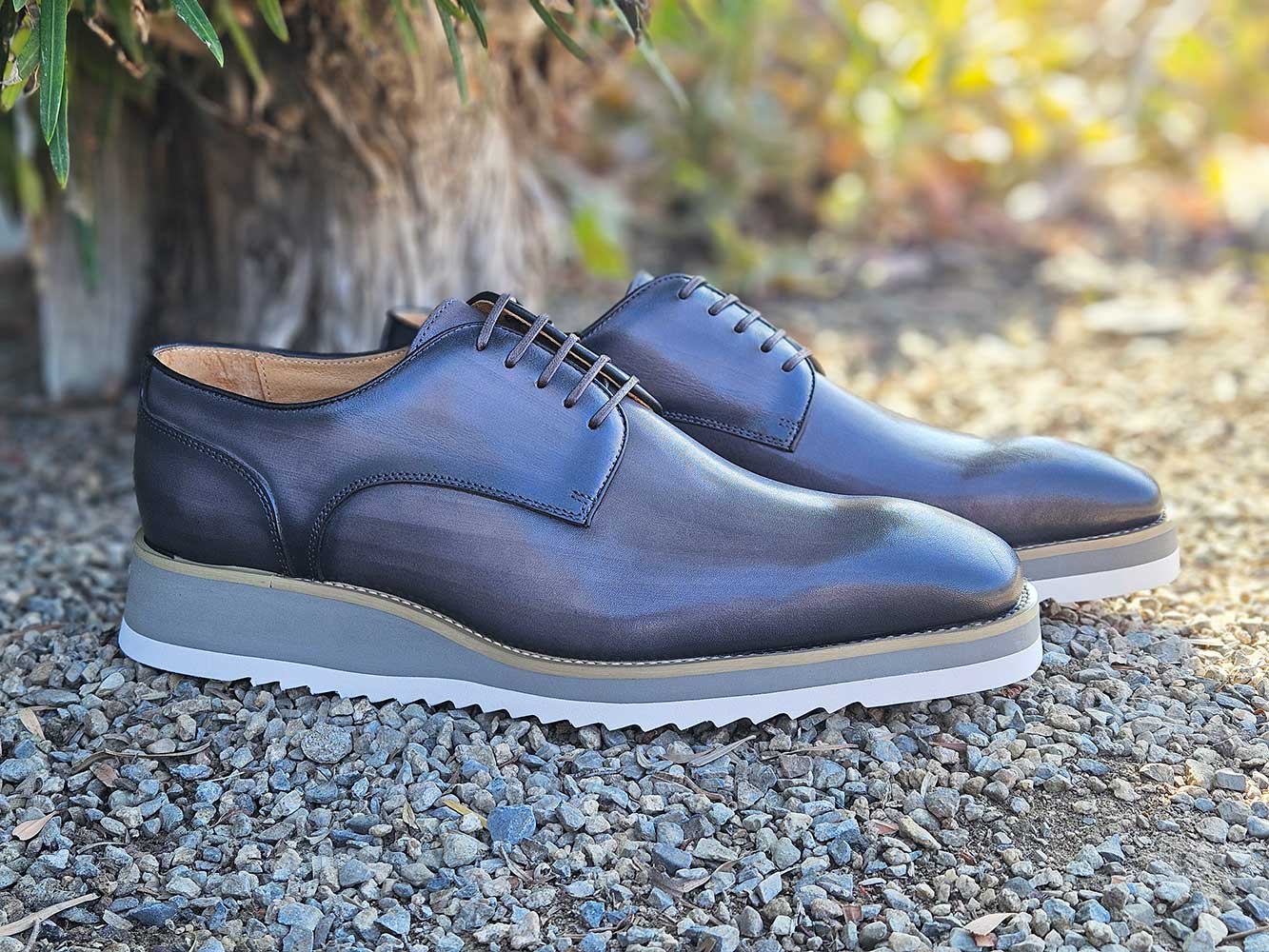 Burnished Lace-up Leather Derby