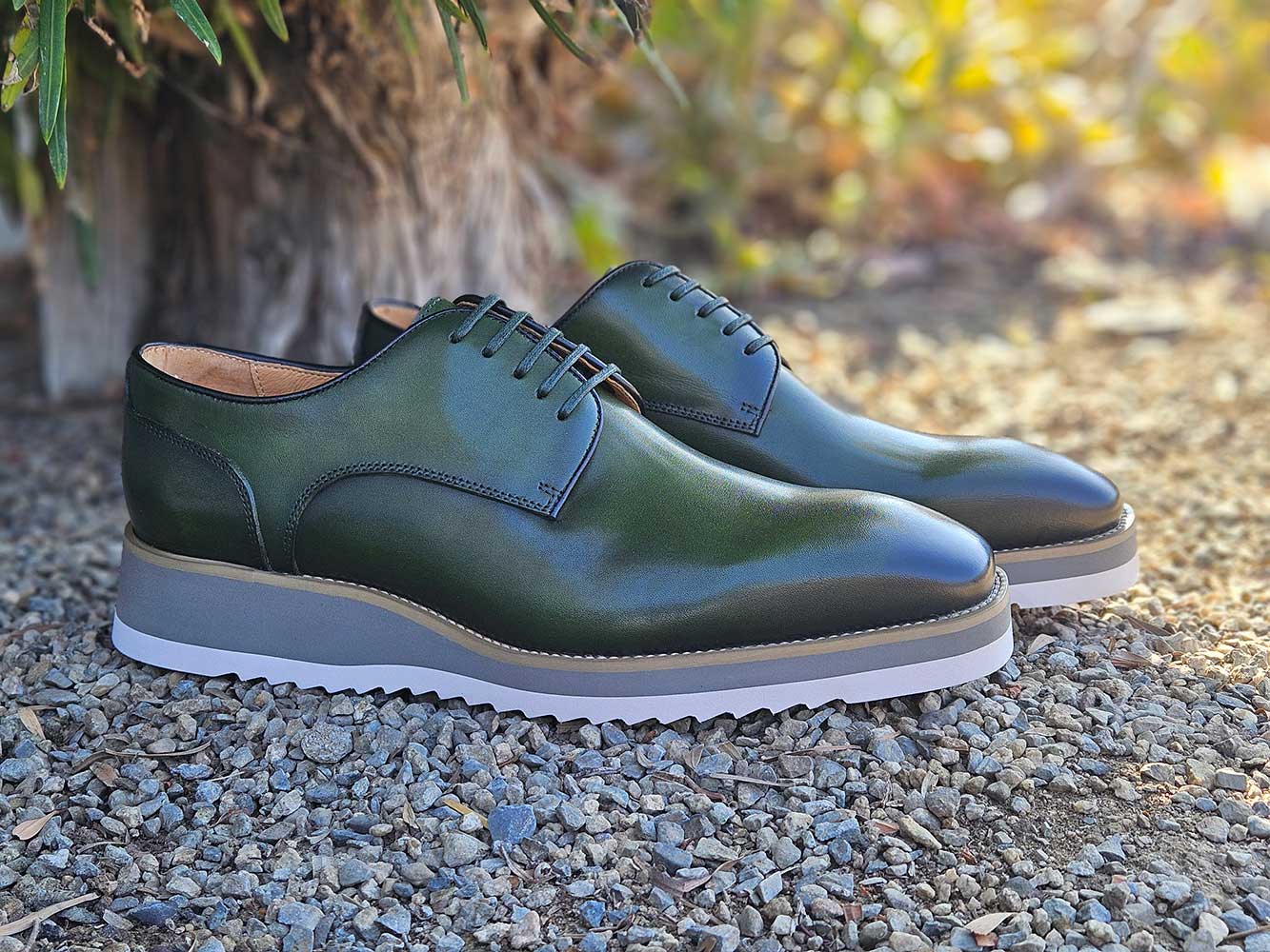 Burnished Lace-up Leather Derby