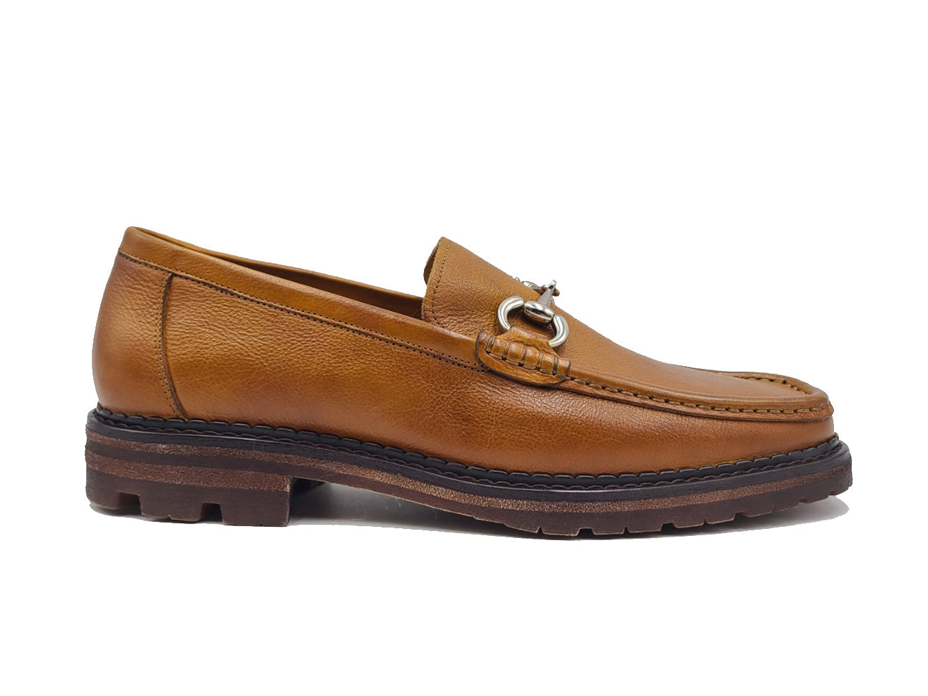 Pebble Leather Buckle Loafer