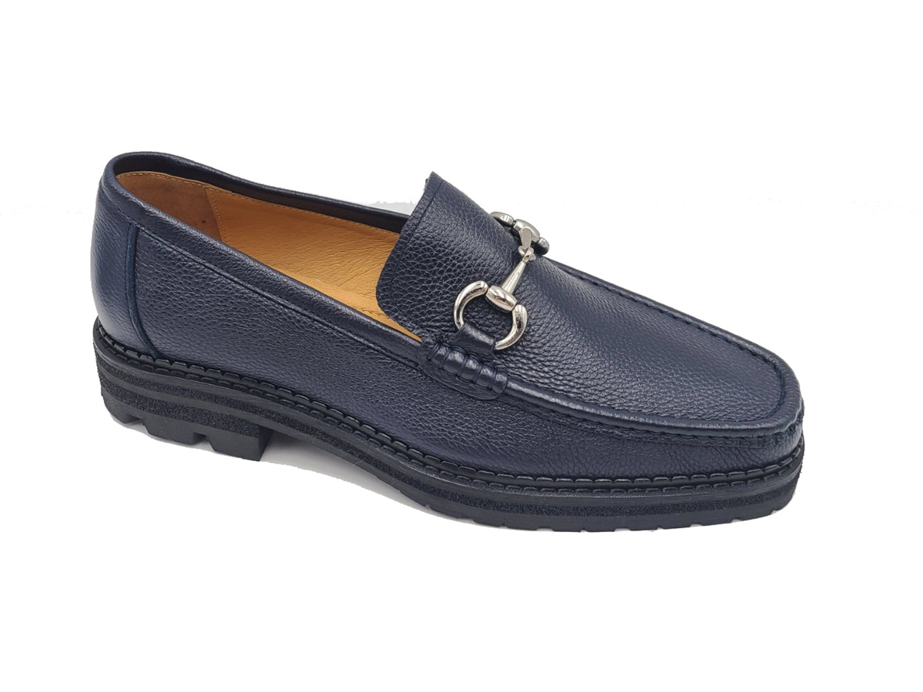 Pebble Leather Buckle Loafer