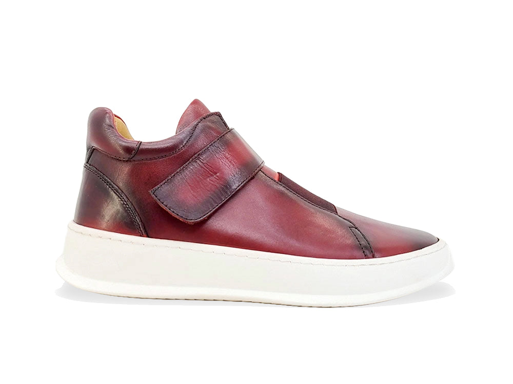 Mid Top Burnished Leather Sneaker