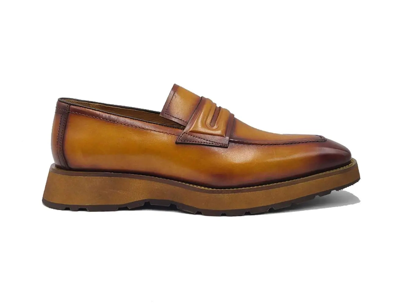 Leather Penny Loafer in Chunky Sole Carrucci