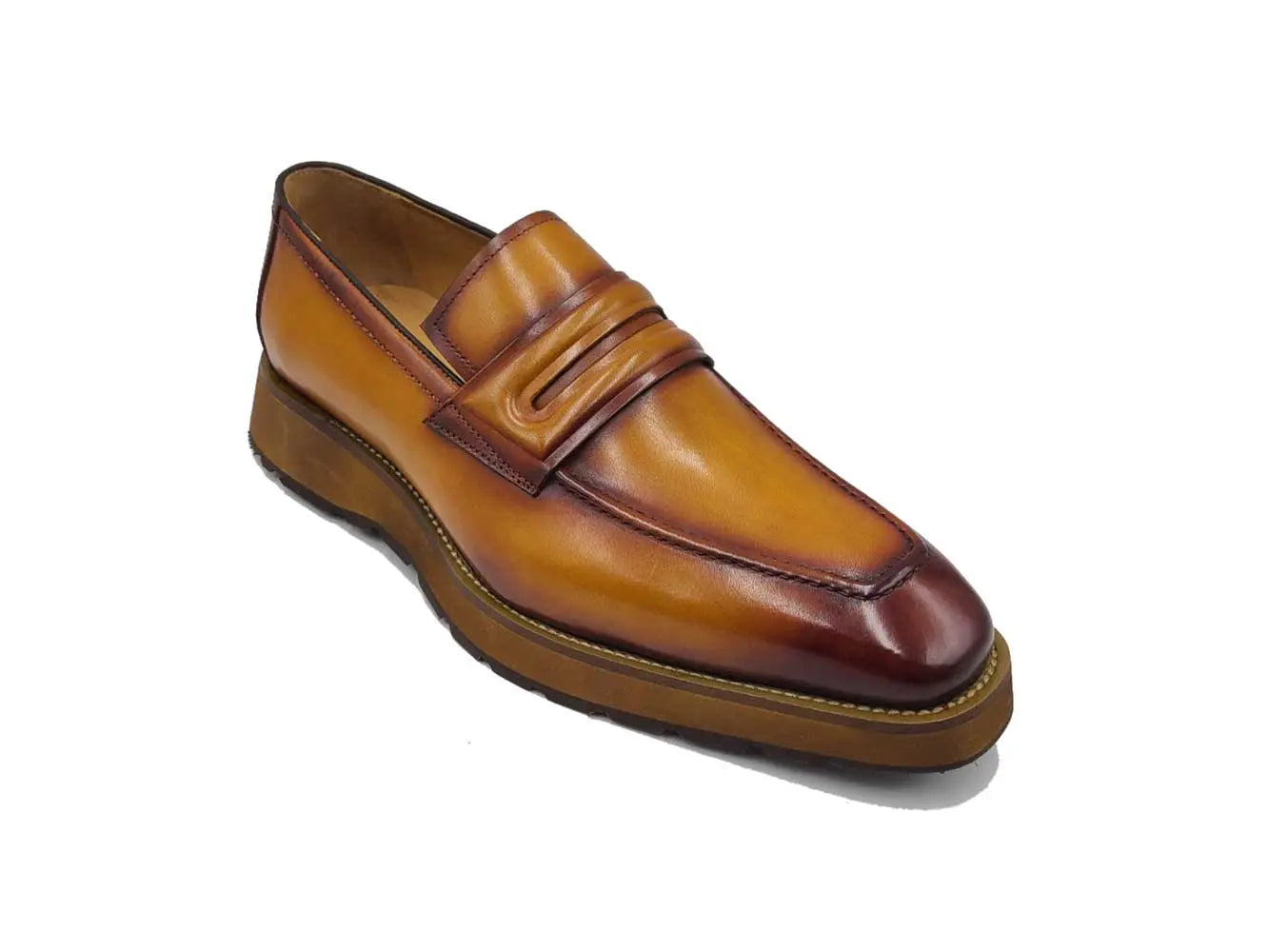 Leather Penny Loafer in Chunky Sole Carrucci