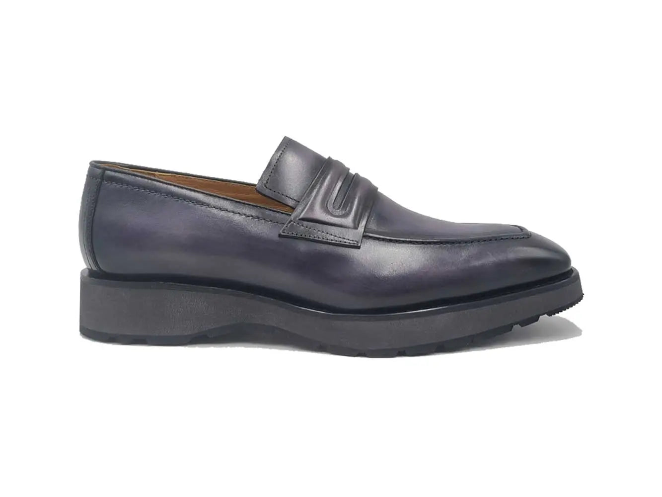 Leather Penny Loafer in Chunky Sole Carrucci