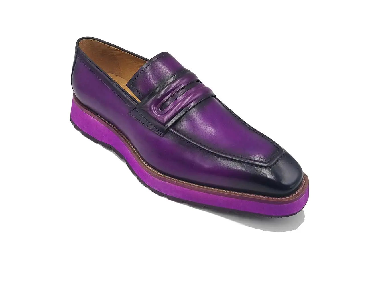 Leather Penny Loafer in Chunky Sole Carrucci