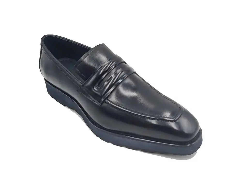 Leather Penny Loafer in Chunky Sole - Carrucci Shoes