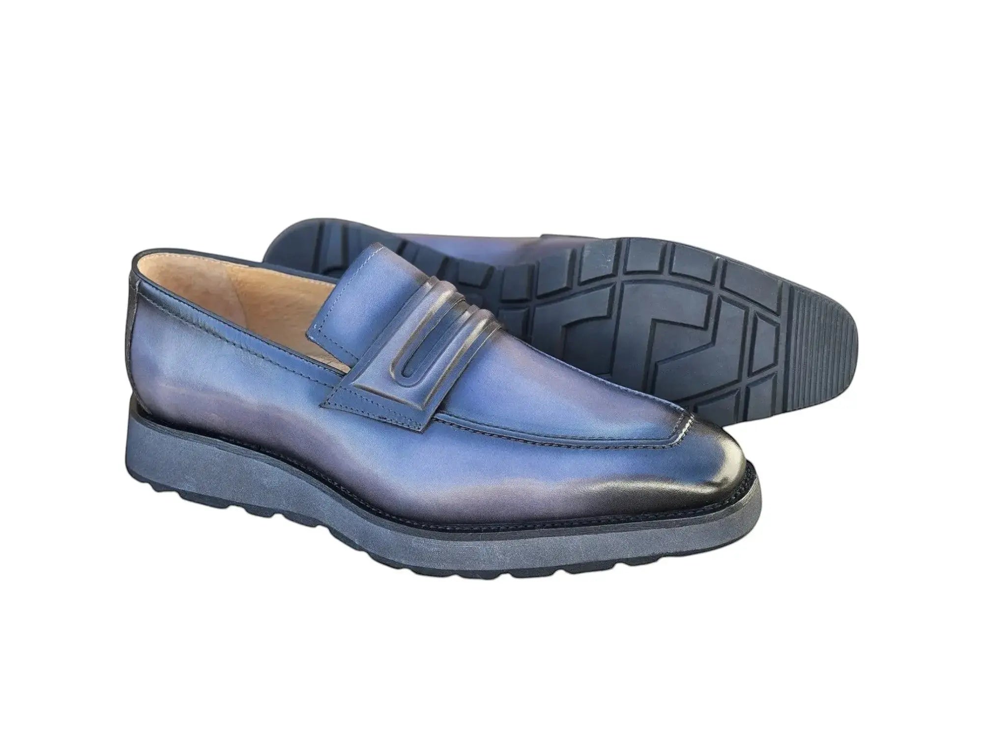 Leather Penny Loafer in Chunky Sole - Carrucci Shoes